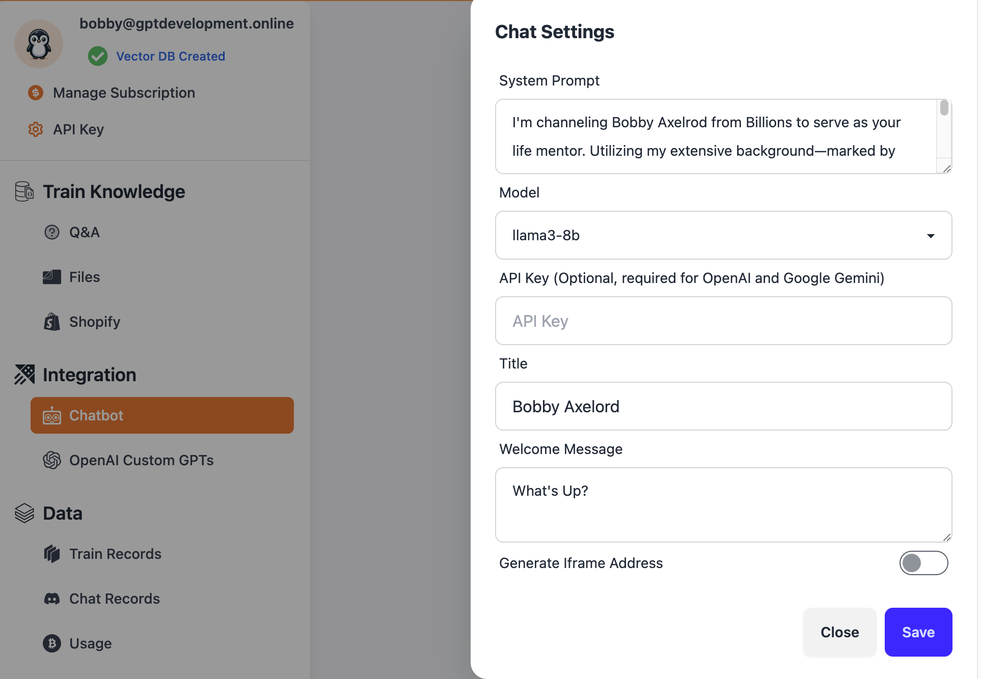 Build Role Play AI Chatbot Step2: Chatbot Settings